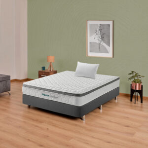 Combo Colchón Sencillo Sigma Dream 100x190 cm + Base Cama Plus Lino Gris + 1 Almohada